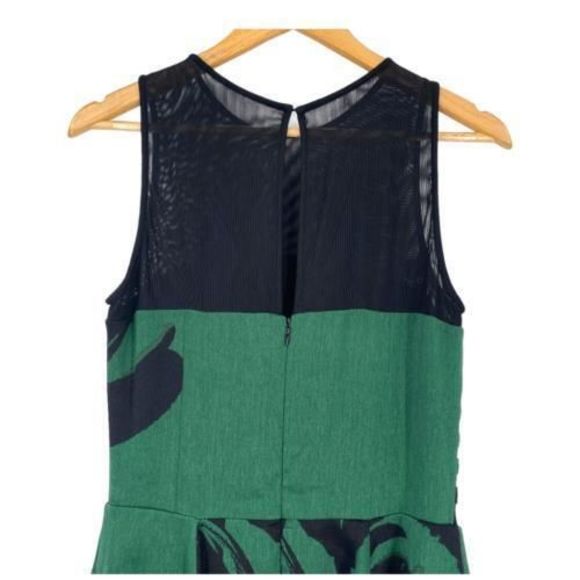 Taylor Stripe Sleeveless Illusion Neckline Fit & Flare Mini Dress Green Size 8 - Picture 4 of 10
